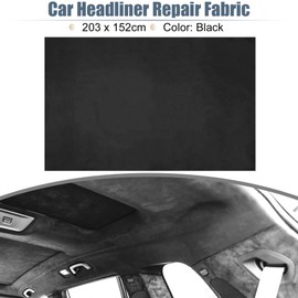 X AUTOHAUX Suede Headliner Fabric 80" Length x 60" Width Foam Backed for Car Truck RV SUV Interior Trim Protect Aging Broken Faded DIY Repair Replacement Black
