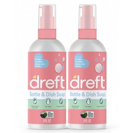Dreft Bottle and Dish Soap | Made to Clean Baby Bottles, Sippy Cups, Pacifiers, Breast Pumps, & More | Gently Removes Milk Film & Odors | Plant Based, Fragrance Free Dish Soap | 3 Fl Oz (Pack of 2)