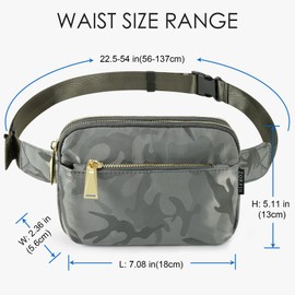 ZORFIN Fanny Packs for Women Men: Crossbody Belt Bag with Adjustable Strap - Fashion Waist Packs for Workout Running Traveling Hiking Camo Gray