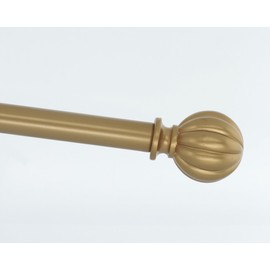MERIVILLE 1-Inch Diameter Single Window Treatment Curtain Rod, Fluted Ball Finial, 28-inch to 48-inch Adjustable, Royal Gold