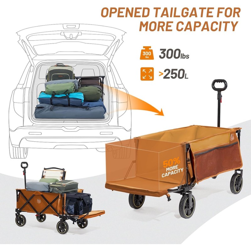 TIMBER RIDGE 49" Extra Long Collapsible Folding Wagon with Tailgate