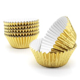 Gold Cupcake Liners,GOLF Standard Size Gold Foil Cupcake Liners Wrappers Metallic Baking Cups,Muffin Paper Cases, 100 Pack