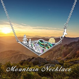 PELOVNY Christmas Gifts 3D Mountain Range Necklace for Women S925 Sterling Silver Wandering River Mountain Valley Sunset Pendant Nature Jewelry Gift for Nature Lovers and Climbers