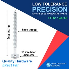 ReplacementScrews Wood Screws Compatible with IKEA Part 128745 (NEIDEN Bed Frames) Long Flat Head Assembly Screw with Hex Drive (Pack of 4)