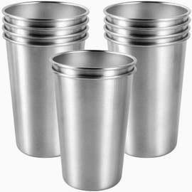 KISEER 10 Pack 16 Ounce Stainless Steel Pint Cups Shatterproof Cup Tumblers Unbreakable Metal Drinking Glasses for Bar, Home, Restaurant