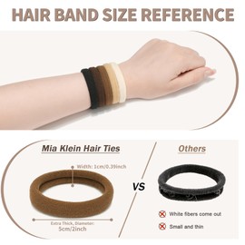 Mia Klein Hair Ties 50 Pcs Extra Thick 5CM Neutral Colors, Bulk Elastic Hair Bands for Thick Heavy Hair, Seamless Hair Accessories for Women and Girls, Ponytail Holder