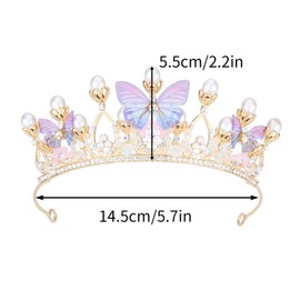 Comforso Crystal Tiara for Women, Princess Crown Headband with Butterfly & Pearl Design, Handmade Tiaras, Bridal Wedding Headpiece Hair Accessories Perfect for Weddings, Proms, Birthdays, and Parties