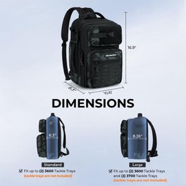 KastKing Tactical Fishing Backpack Sling Bag - Lightweight Fishing Tackle Storage Backpack for Hiking, Hunting, Camping - Black Camo, Large