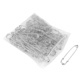 50 Piezas de alfileres de Seguridad de Hierro para Hacer Joyas, Accesorios de Bricolaje para Ropa, Pasador Artesanal de 75 mm, Alfileres de Seguridad de Metal Plateado, Seguros para Costura