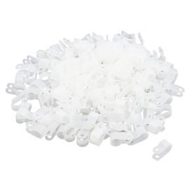 Antrader R-Type Cable Clamp 1/4 Inch White Nylon Cable Organizer Clips for Wire Management Pack of 200 with Screws