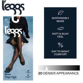 L'eggs Women's Luxe Contour Thigh Highs | Sheer Toe, Anti-Slip Stockings, Stay Put Band, Silky Smooth Hosiery, Versatile Fashion for Everyday or Special Occasions| Black, Size Medium (Pack of 1)