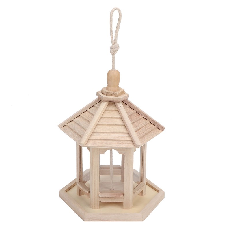Outdoor Durable Wooden Plastic Hanging Transparent Bird Feeder House Food