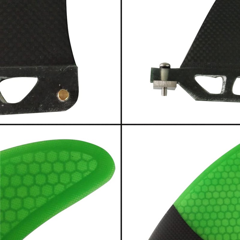 UPSURF Surfboard Single Fins Fiberglass Longboard Green Honeycomb+Carbon 8Inch Surfing