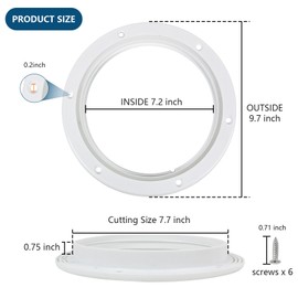 BALAVA 7.2 Inch Boat Hatch,Boat Deck Plates Round Non-Slip Inspection Hatch with Clear Detachable Cover,Marine Access Hatch Deck Hatches for RV Boat Yacht Kayak Outdoor Mount-Screws Included - White