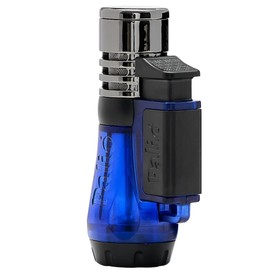 Palio Vesuvio Triple Jet Flame Torch Lighter, Blue – Precision Apex Flame, Translucent Body, Extra-Large Fuel Tank, Easy Flame Adjuster, High Altitude Tested, Durable Refillable Butane Lighter