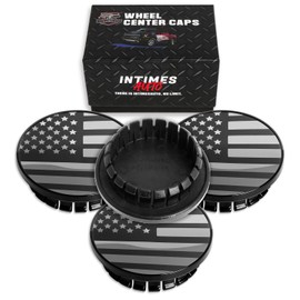 InTimesAuto 59MM 2.3 Inch Wheel Center Caps Rim Wheel Center Hub Caps, Pack of 4 Gloss Black with American Flag
