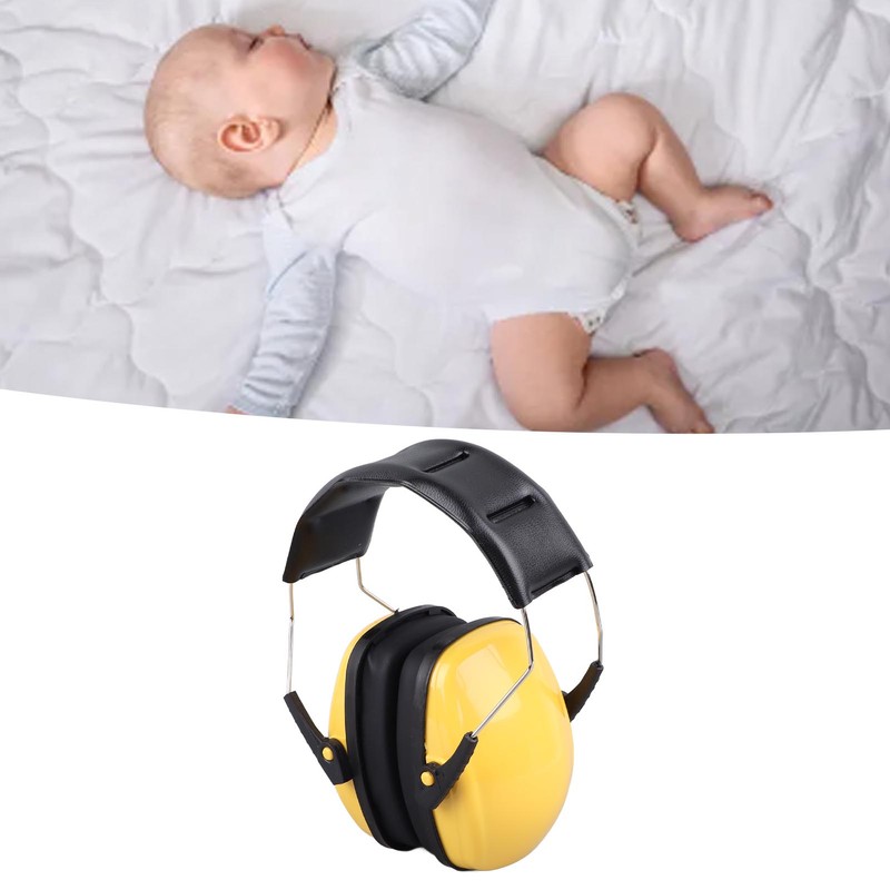 Yellow Baby Ear Protection Noise Cancelling Earmuff Efficient Foldable Adjusting