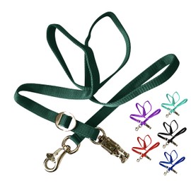 Majestic Ally Double Thick 36" to 72" Trailer Tie for Horse Haulage, Cross tie with Adjustable Buckle, Panic Snap and Bull Snap – 1" Wide by 36" to 72" Long (Hunter Green)