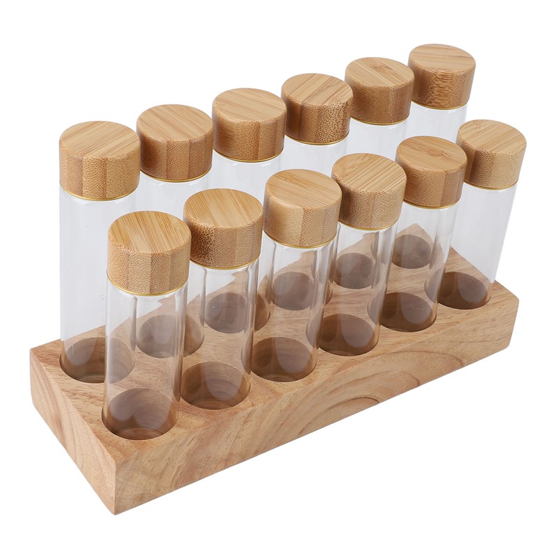 Coffee Bean Storage Tube Glass Coffee Bean Cellar with Wooden
