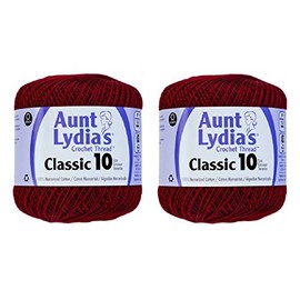 Coats Crochet Aunt Lydia's Crochet Hilo, Algodón Classic SIze 10, Borgoña (paquete de 2)