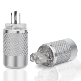 Monosaudio Audiophile Power Plug Black Carbon Fiber Transparent 10A/250V 15A/125V Audio Power Connector Brass IEC320 C13 Connector for DIY Audiophile Power Cord HiFi Audio Power Cable(Rhodium Plated)