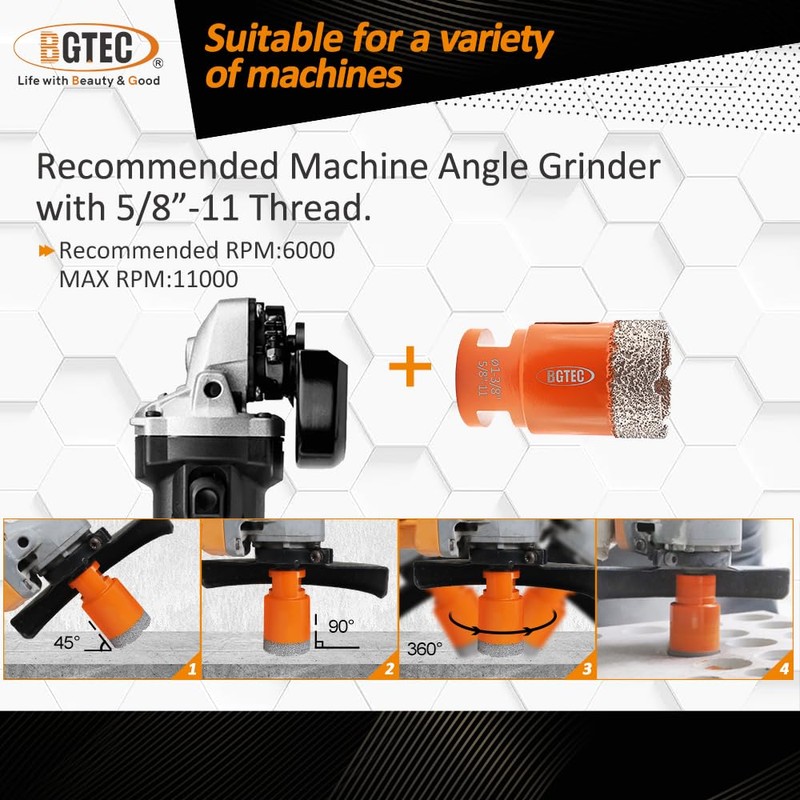 Dry Diamond Core Drill Bits,BGTEC 1pc 6" 150mm Diamond Hole