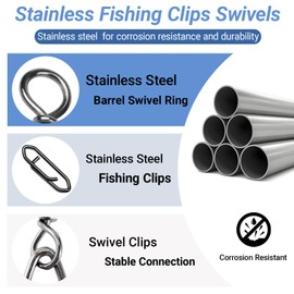 AMYSPORTS Heavy Strength Fishing Snap Stainless Saltwater Freshwater Fishing Swivel Clip Rolling Barrel Fishing Clips Swivels Speed Change Black Nickel, 25pcs, 85lb