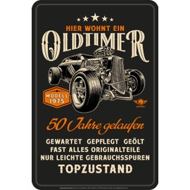 Lobo Decorative Tin Sign as a Gift for a 50th Birthday: Oldtimer Model 1972 - 20 x 30 cm