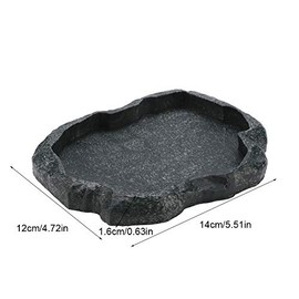 EBTOOLS Reptile Bowl, Reptile Water Dispenser, Reptile Feeder, Rock Imitation Design, for Lizard Tortoise Chameleon Gecko (14 × 12 × 1.6 cm, Moyu Green)