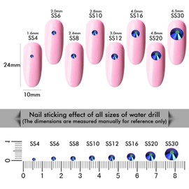 288Pcs Jet Ab Crystal Rhinestones,Glass Flatback Rhinestones Gemstones for Nail Face Makeup Art Crafts Clothes Decoration-(SS30,6.5mm,Jet Ab)