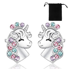 XOUDKE Unicorn Earrings for Girls, Sterling Silver, Titanium Stud Earrings for Women, Girls, Birthday Gifts for Girls, Unicorn Jewellery, Sterling Silver