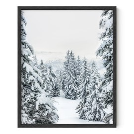 HAUS AND HUES Winter Pine Trees and Snow Wall Art Decor - Made in the USA - Unframed 16x20 (Winter)