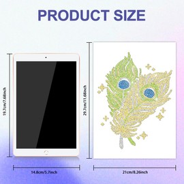 MAYJOYDIY Peacock Feathers Rhinestone Iron-On Transfer Sticker Stars Feather Bling DIY Patch Repair Hot Fix Application for T Shirt Jacket Bag Jeans Craft Clothing Accessory