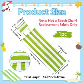 GORGECRAFT Beach Sling Chair Canvas with Pillow 44x17 Inch Olive White Stripes Replacement Deck Chairs Canvas Cloth Fabric Outdoor Folding Lounge Chair for Patio Outdoor Sunbathing Garden Courtyard