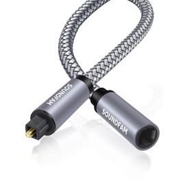 SOUNDFAM Optical Extension Cable 3Ft/1M, Optical Audio Cable Male to Female Toslink Optical Cable Hi-Fi Sound Digital Audio Optical Cable for Home Theater, Sound Bar, TV-Grey (6ft/2M)