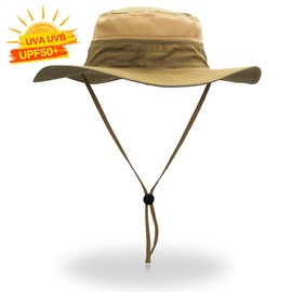 Sun Hats for Men Women Fishing Hat UPF 50+ Breathable Wide Brim Summer UV Protection Hat (Khaki)