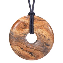 Morella Ladies' Necklace 80 cm with Doughnut Gemstone Pendant in Velvet Bag, None