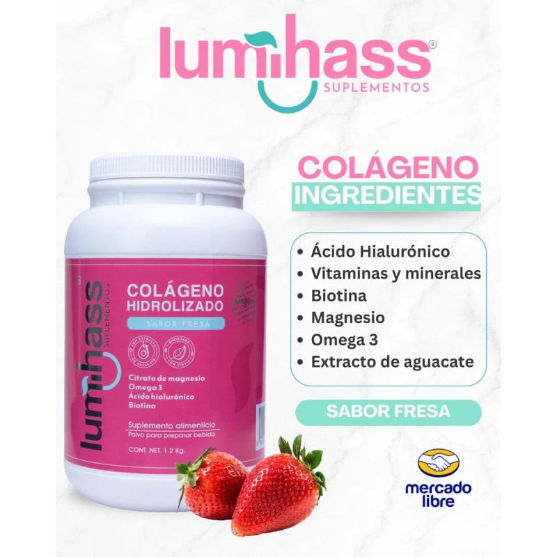 Lumihass Colageno 5 Pzas Fresa | Omega 3 + Biotina