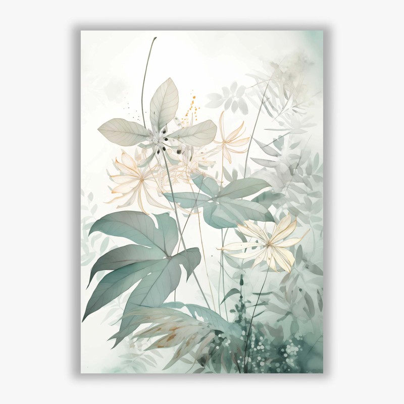 Whispering Botanicals No.1 – Minimal Leaf Study in Green and