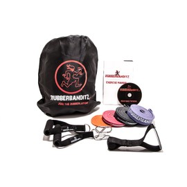 Rubberbanditz- Resistance Bands Workout at-Home Set (9 pcs), Exercise Bands, Door Anchor, Handles, Carry Bag, Straps | for Resistance Training, Physical Therapy, Home Workouts (5-200lbs)| Thick Bands