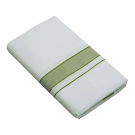 Stylesindia Cotton Dhotis for Men with Gold Zari Border | White Adjustable Dhoti with Pocket | Cotton Vesti Mundu (Olive, Double Layer / 8 Mulam)