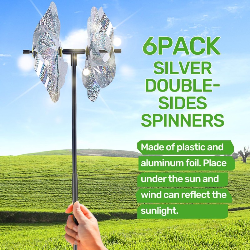 BATTIFE Reflective Pinwheels for Yard and Garden, Pre-Installed Sparkly Blind