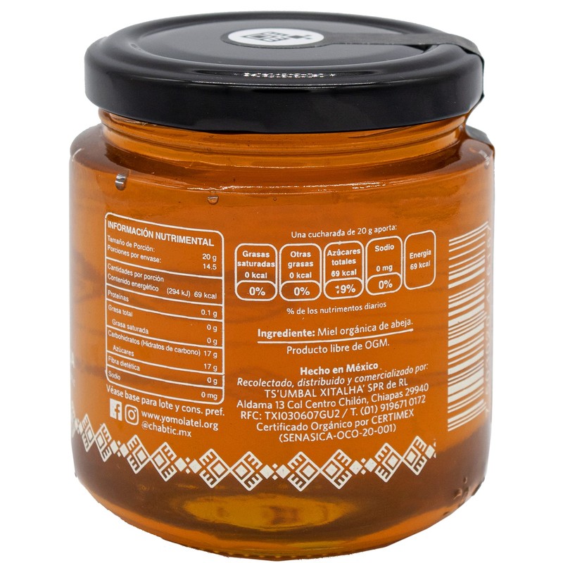 Miel de abeja Chabtic 100% orgánica, Chiapas México - 290g
