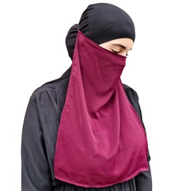 Niqab Face Veil Jilbab Abaya Khimar Headscarf One Piece Islamic Scarf Ideal Madrassa Mosque Ramadan Eid Wedding Everyday (Black)