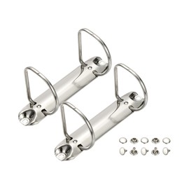 PATIKIL B7 2 Hole Ring Binder Mechanisms, 2 Set 1.97" D Ring Replacement Binder Planner Loose Leaf Binding Spines for Organizers DIY Fill Paper Storage Folder Accessories, 26mm Silver Tone