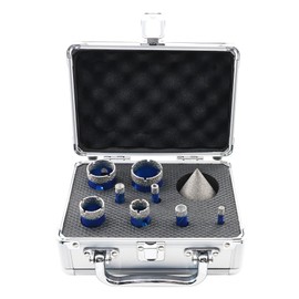 Dry Diamond Core Drill Bit Set,BRSCHNITT Diamond Tile Hole Saw Kit with Round Shank for Porcelain Tile Ceramic Stone Granite Marble, 6/8/10/12/20/25/32/35mmDrill Bit+50mm Chamfer Bit