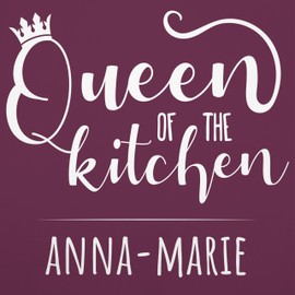 Geschenk mit Namen personalisiert by Shirtracer - Apron - Cooking Apron Women - Queen of the Kitchen with Name, 2 aubergine