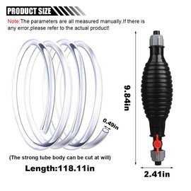 9.8FT Siphon Hose for Gasoline - Portable Manual Fuel Transfer Siphon Pump with Flow Valve & Fixing Buckle, Multifunction Liquid Sucker Pump for Gas Gasoline Petrol Diesel Oil Water Fish Tank (Red)