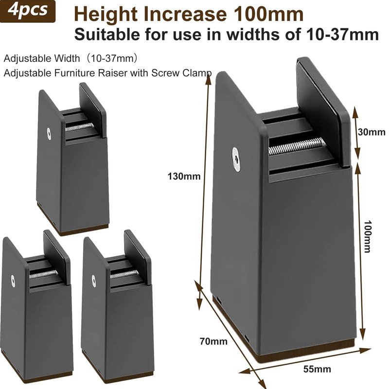 SciFiVisi Set of 4 Furniture Raisers, 10 cm, Adjustable Table