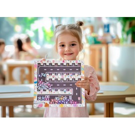 ALFARI Girl's Alphabet Learning Activity Board, Magnetic Letter Maze, Preschool Learning Toy, Educational Travel Toys for 3 4 5 6 Year Old Girls, White